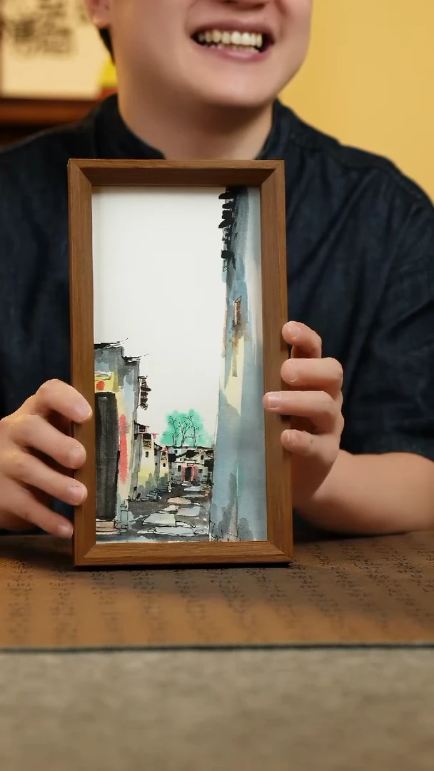 国画15*27.5纯手绘国风国画摆台