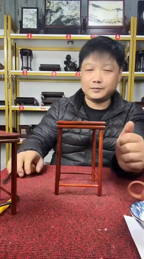 木红酸枝威奥明式花架大号17*11CM