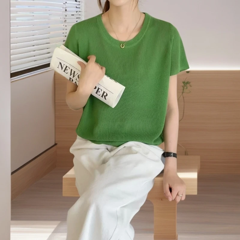 【敏敏-4】901-950夏季简约时尚圆领针织短袖