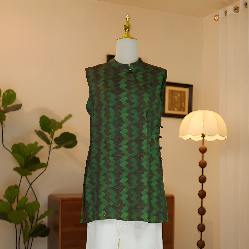 （翠影）香云纱工艺新中式长马甲无袖背心
