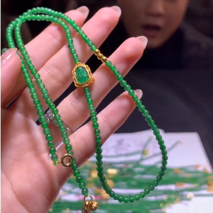 【逍遥严选】天然A货翡翠圆珠项链*705/161/多样性发/1件