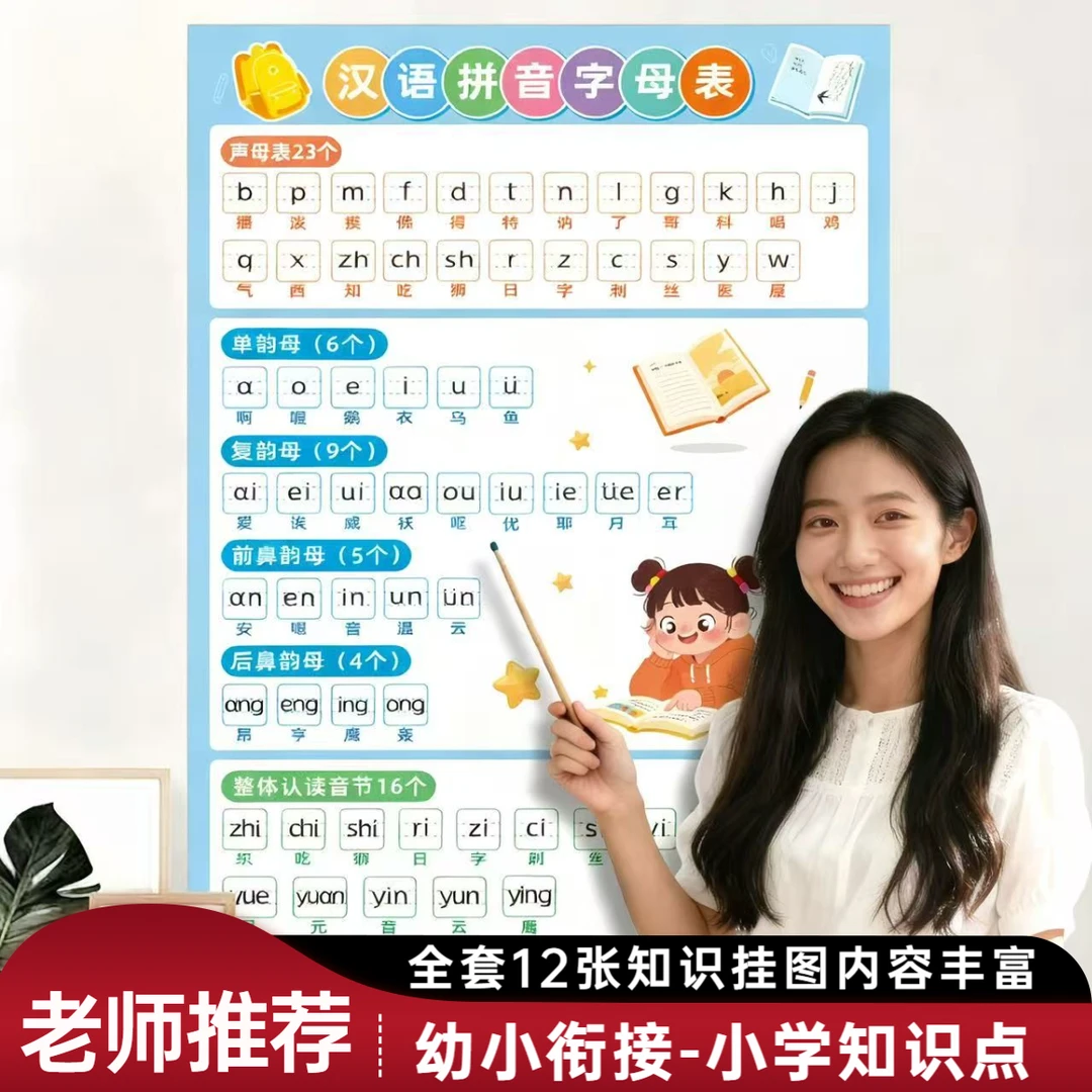 大九九乘法表挂图幼小衔接拼音声母韵母字母表数学公式1-100数字