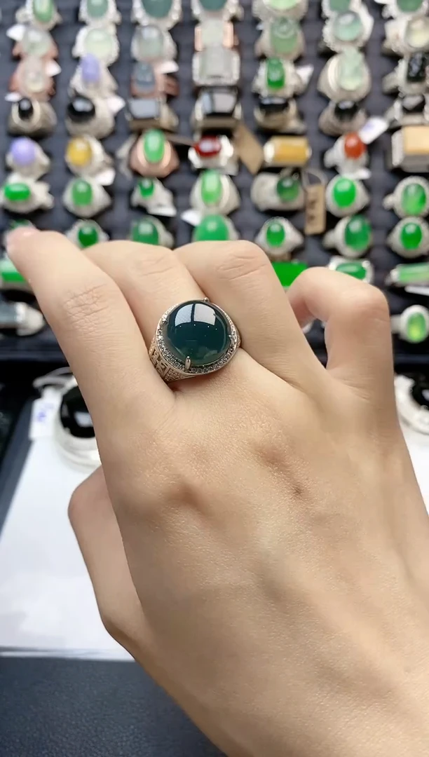 【闪购商品】翡翠戒指银S925镶嵌天然A货翡翠戒指