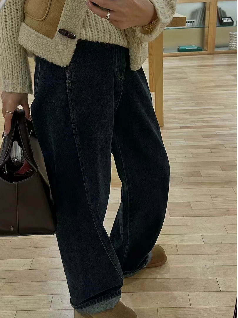 【NO退NO换】韩国丨【经典复活款】【茧型牛仔裤】内里磨毛加绒牛仔裤