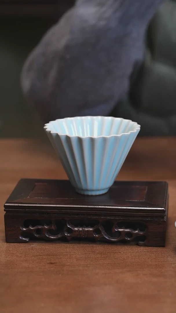 【闪购商品】Y宝丰宋官窑原产地汝瓷斗笠杯（微瑕）