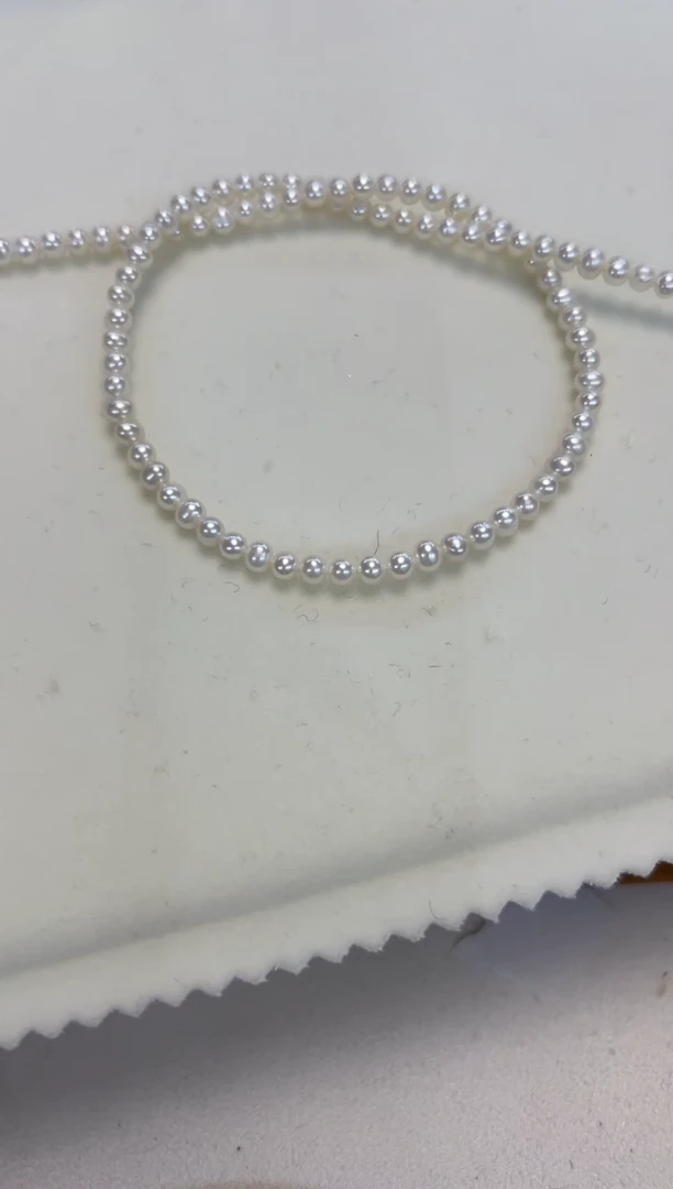 颈饰银S925镶嵌淡水珍珠4mm左右无核白珠项链