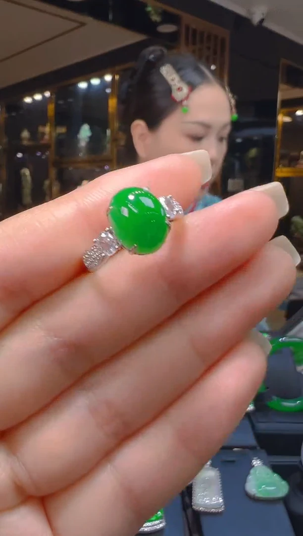 银S925镶嵌戒指翡翠095（多样性发其一）