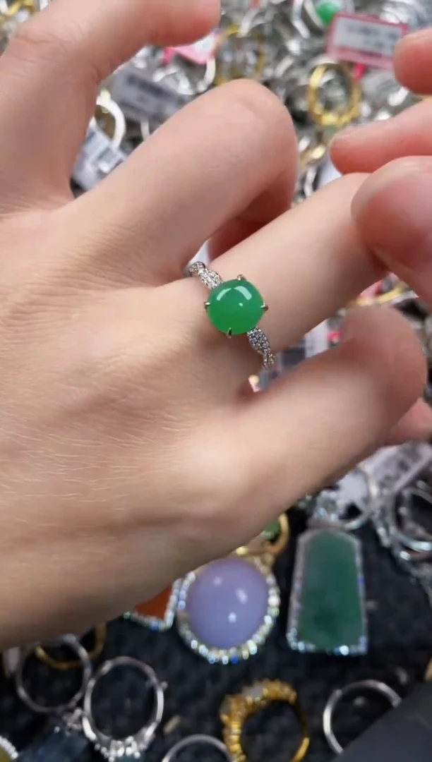 银S925镶嵌戒指翡翠777                 2