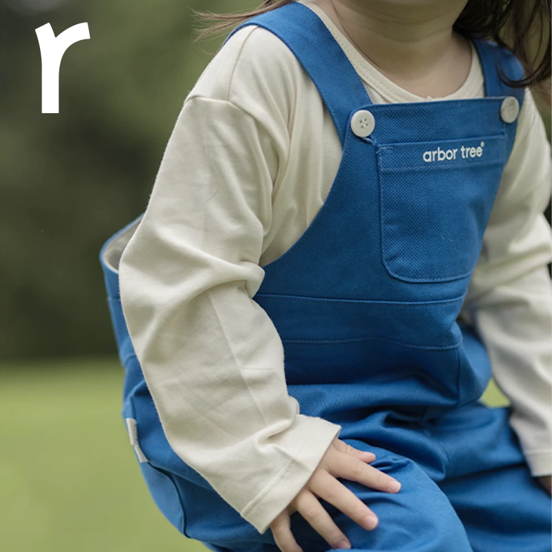 ArborTree 100%有机棉帆布宝宝肩带可调节背带裤 吸湿排汗亲肤