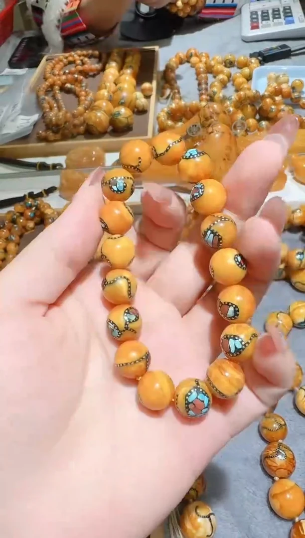 蜜蜡颈饰未镶嵌8366天然蜜蜡珠宝奇石全都保真