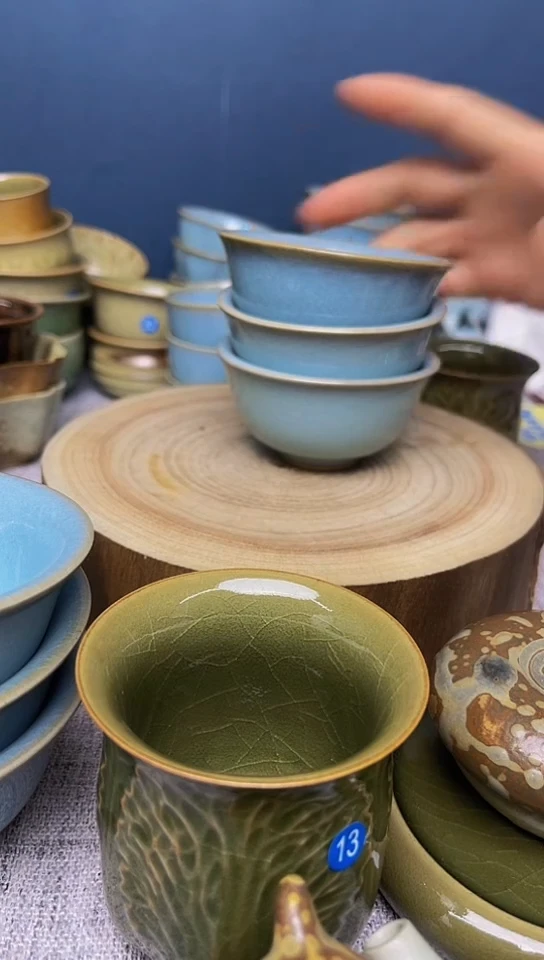 原生态原矿天蓝老胎老釉压瑕疵