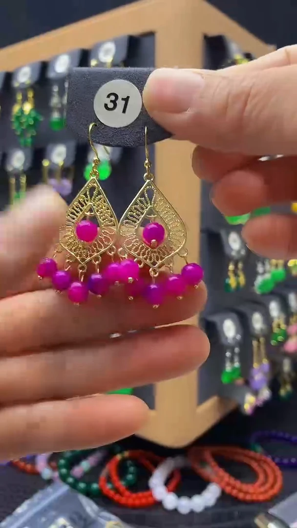 【闪购商品】玛瑙/玉髓耳坠银S925镀金镶嵌耳饰