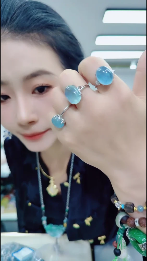 海蓝宝石戒圈合金1461海蓝宝戒指