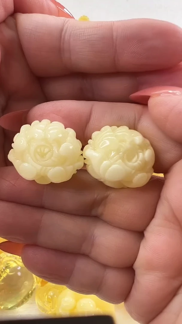 琥珀银S925镶嵌耳饰耳环