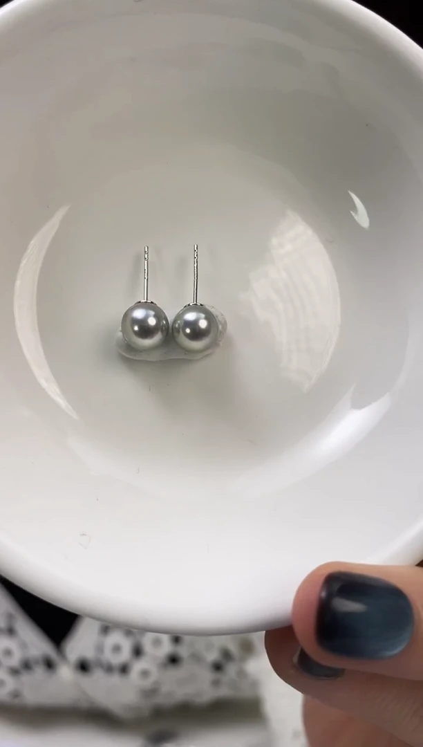银S925镶嵌耳饰海水珍珠7-8真多麻耳饰