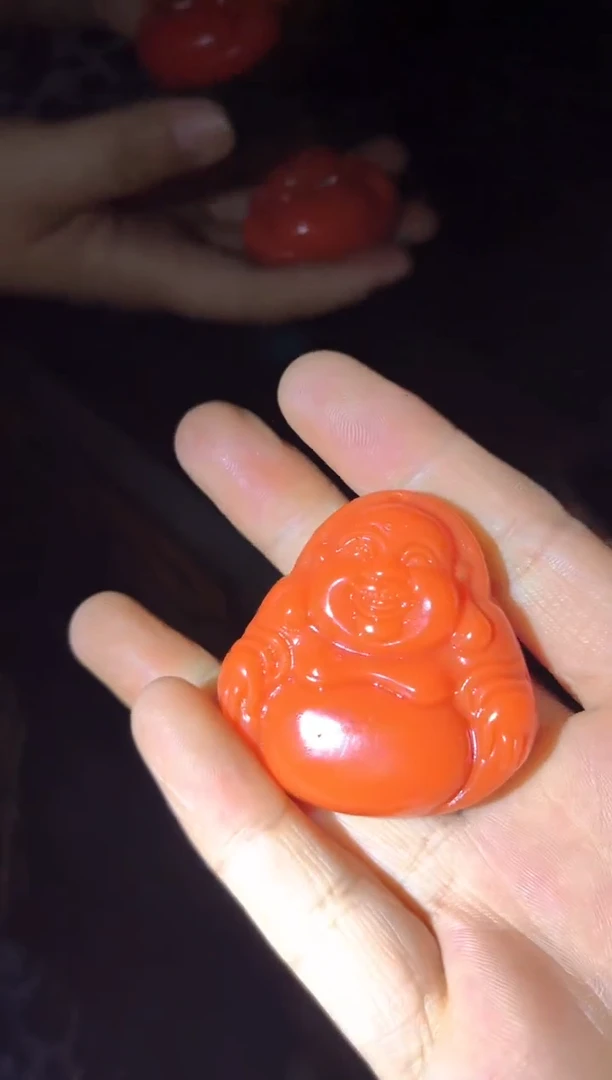 和田玉未镶嵌挂件血橙佛公牌一个