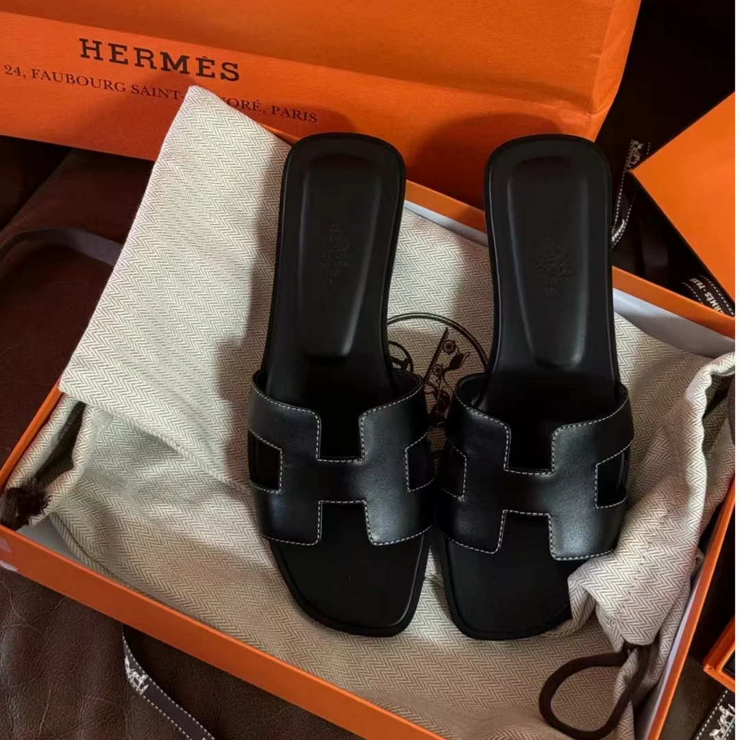 未使用 Hermes/爱马仕 爱马仕黑色H拖 38 38.5 39.5