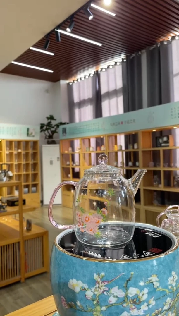 手工艺品玻璃秦权壶粉把桃花