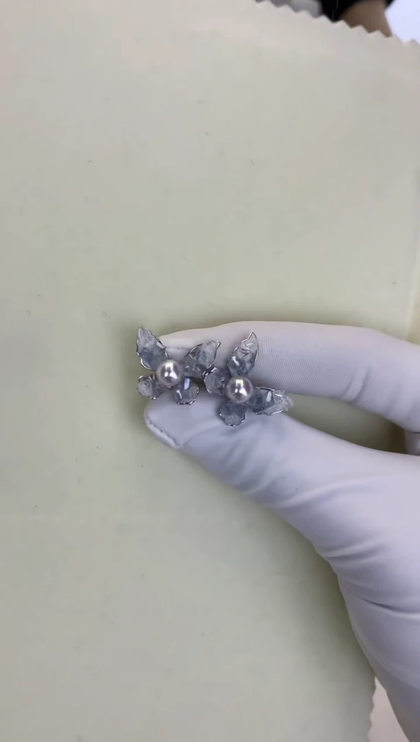 银S925镶嵌DA海水珍珠 GD027 耳钉