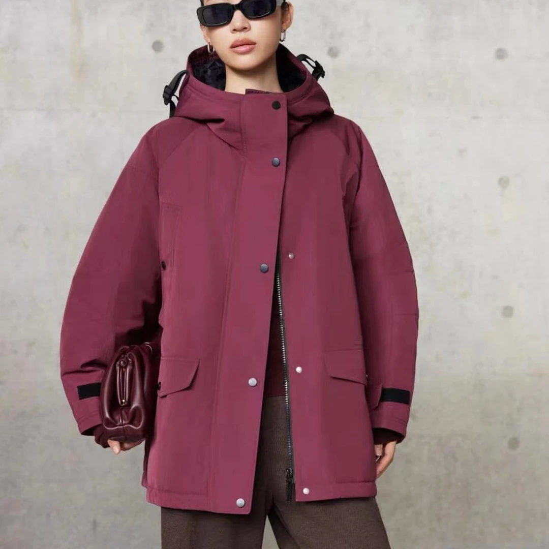 246610衣长76欧货冬装男女同款工装连帽嘎嘎服户外三防冲锋衣外套