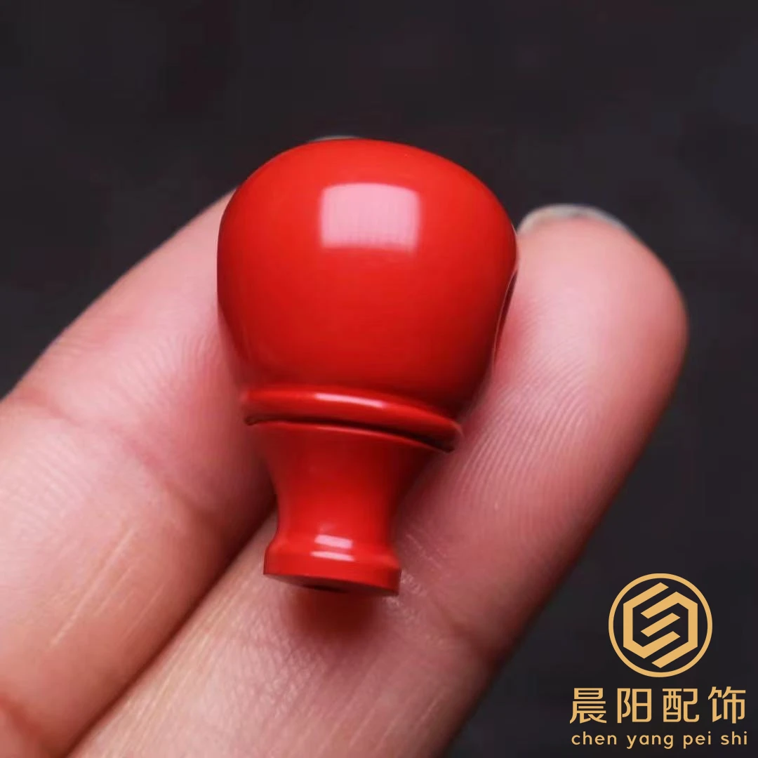 含辰砂工艺品朱砂三通佛头顶腰珠金刚星月菩提手长串108文玩配饰