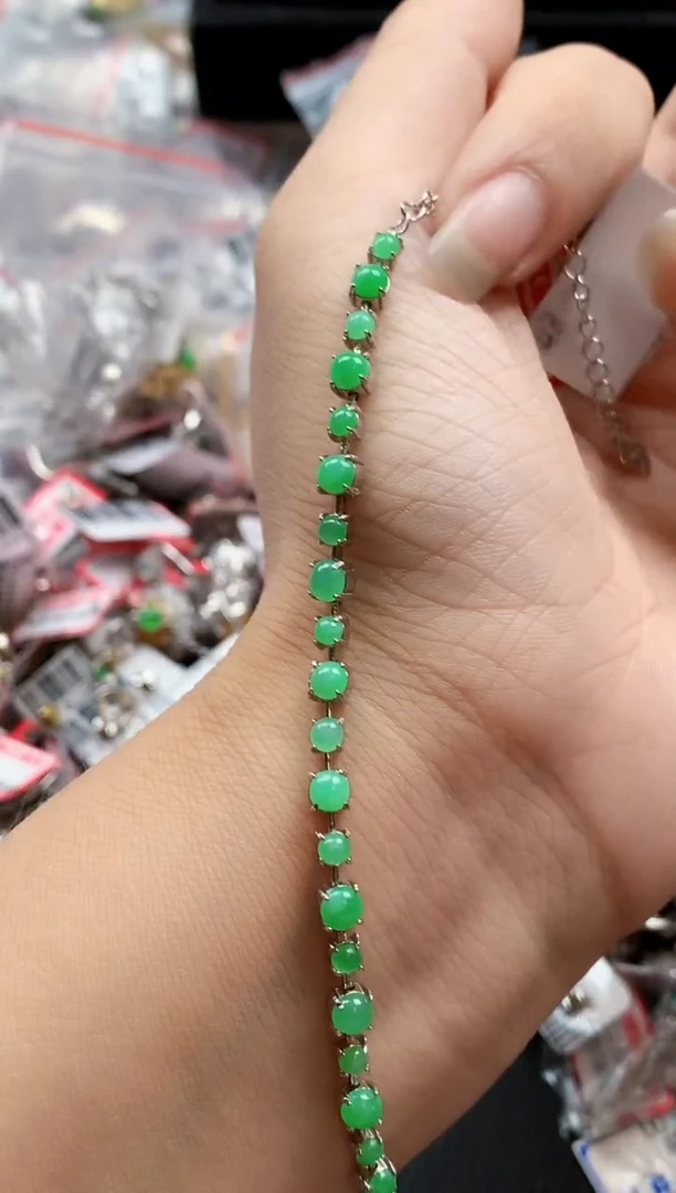 银S925镶嵌戒指翡翠天然A货缅甸翡翠