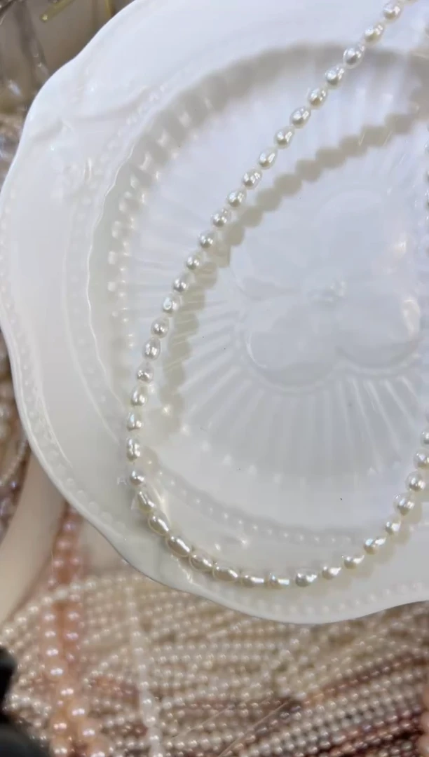 未镶嵌裸珠一条38厘米左右淡水珍珠4-5mm极光油亮