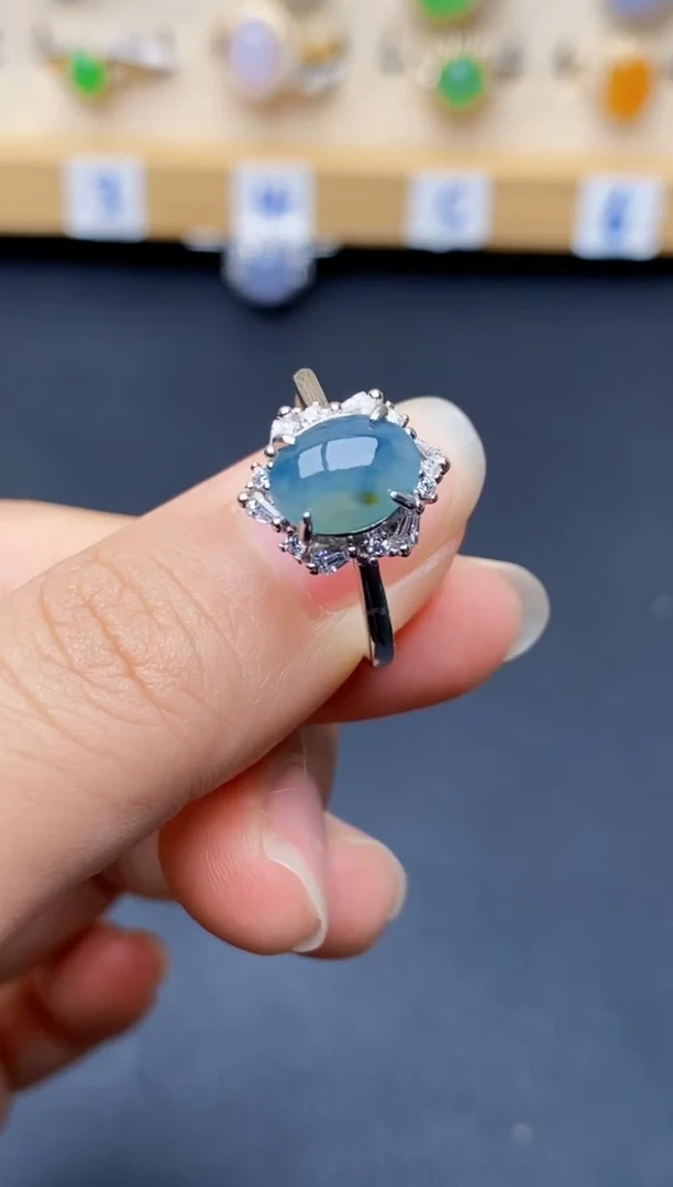 银S925镶嵌戒指翡翠5054