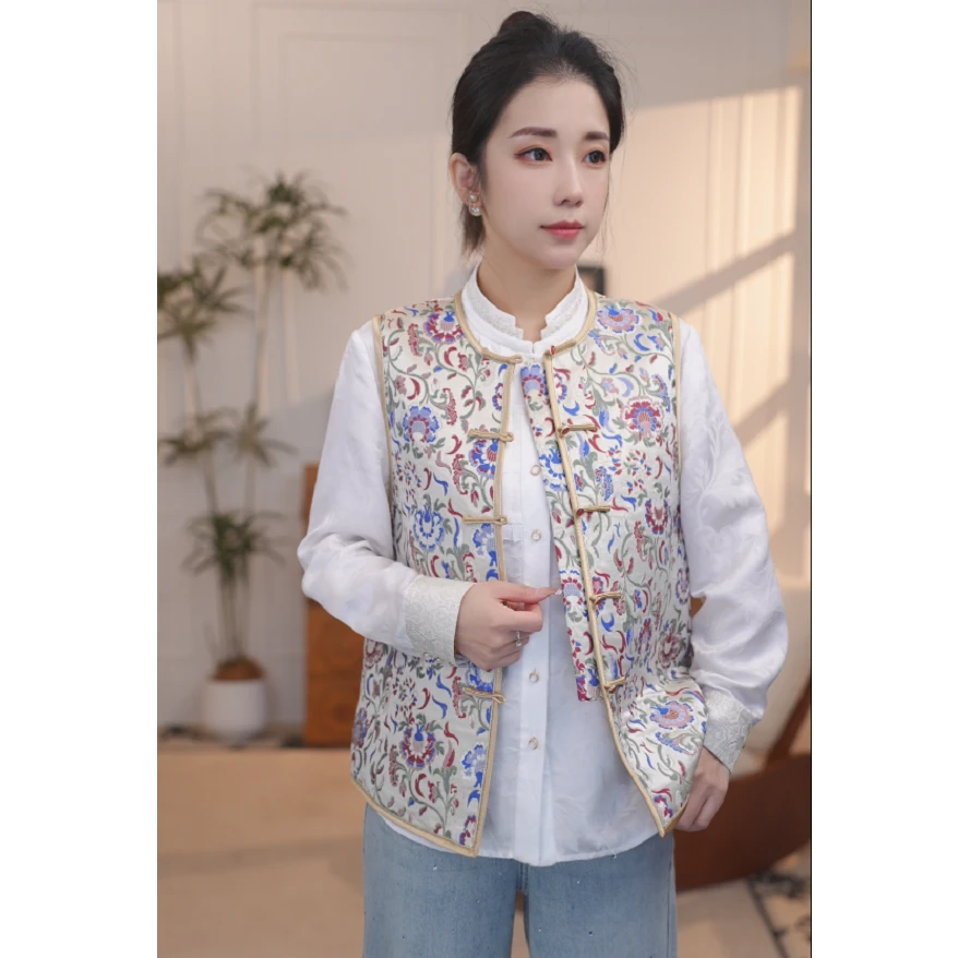 【‌西瑶】新中式轻奢日常国风桑蚕丝云锦马甲中式中式国风马甲