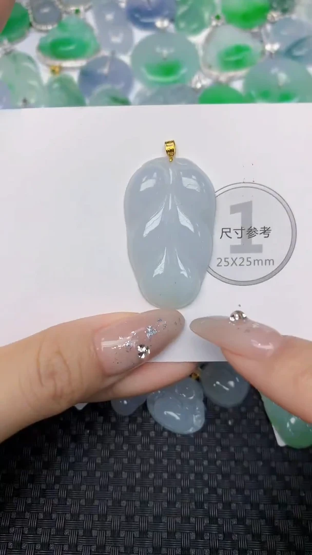 颈饰18K金镶嵌翡翠天然缅甸翡翠a货百元以上9元证书费自理