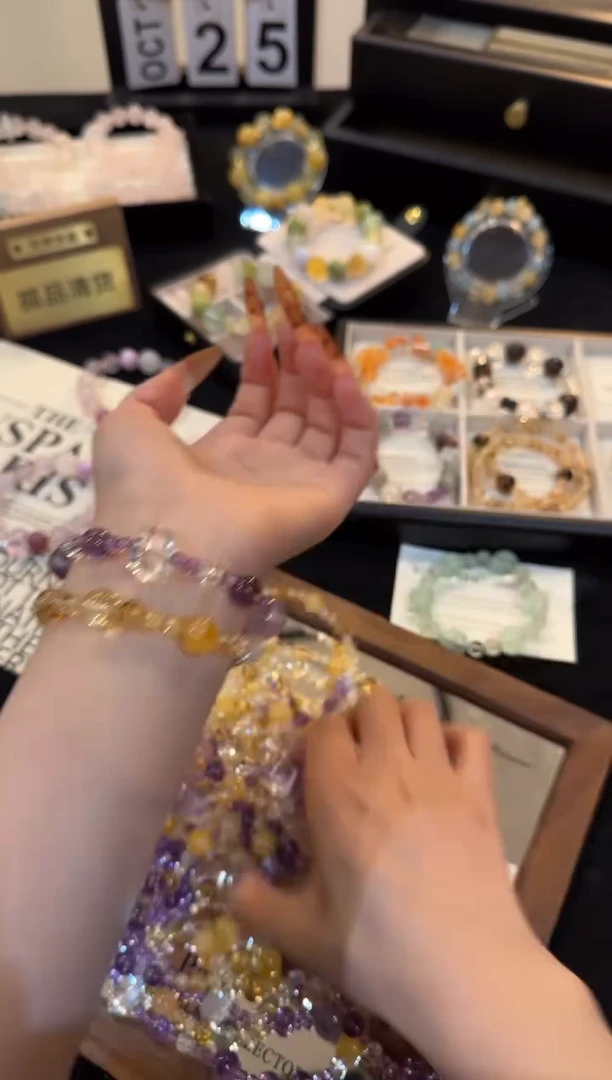 合金手链水晶紫黄双圈x3127