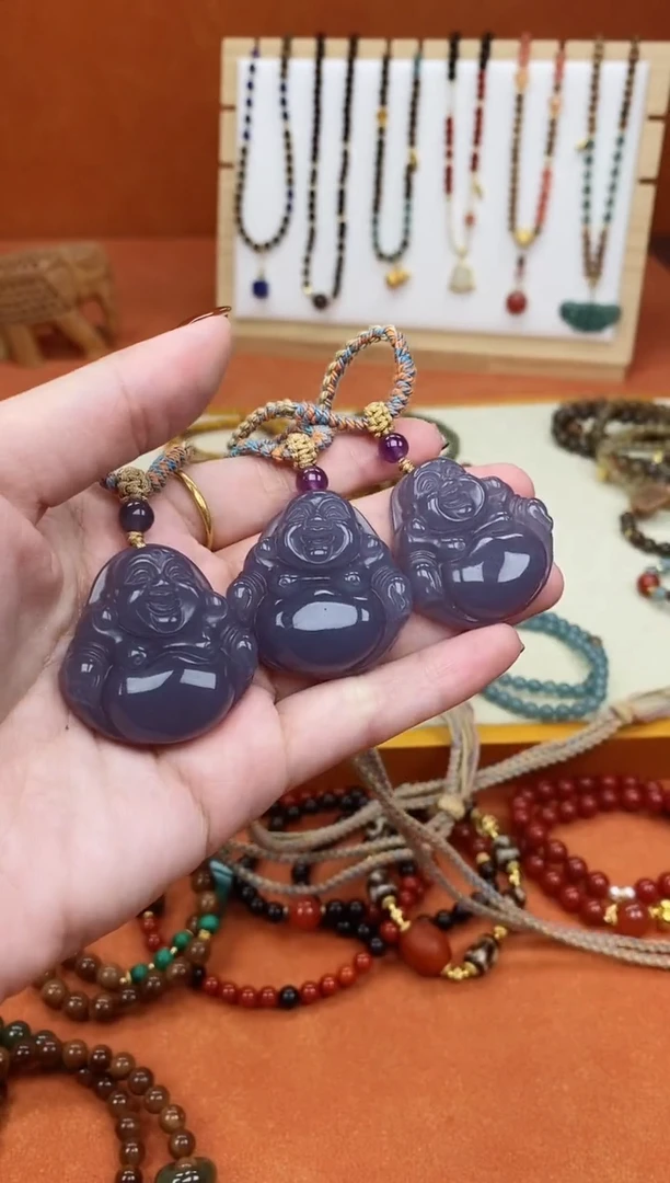 项链未镶嵌和田玉烟紫和田佛公项链