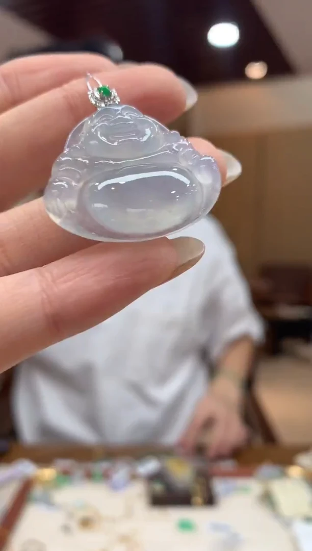 吊坠(不含链)18K金镶嵌翡翠佛公