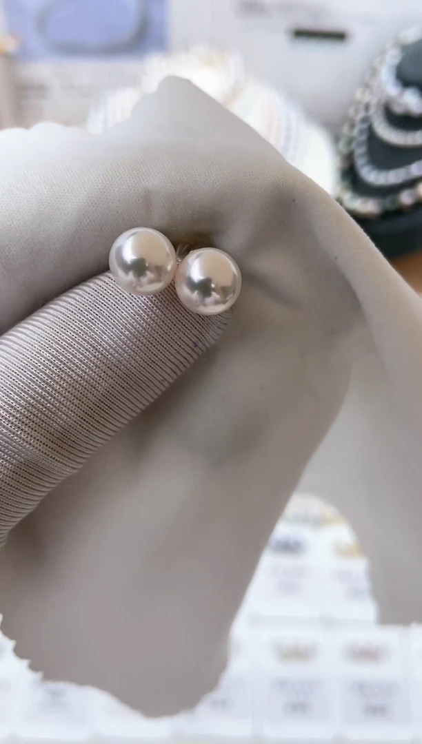 【闪购商品】海水珍珠耳饰18K金镶嵌特选福利7.5-8mm不退不换