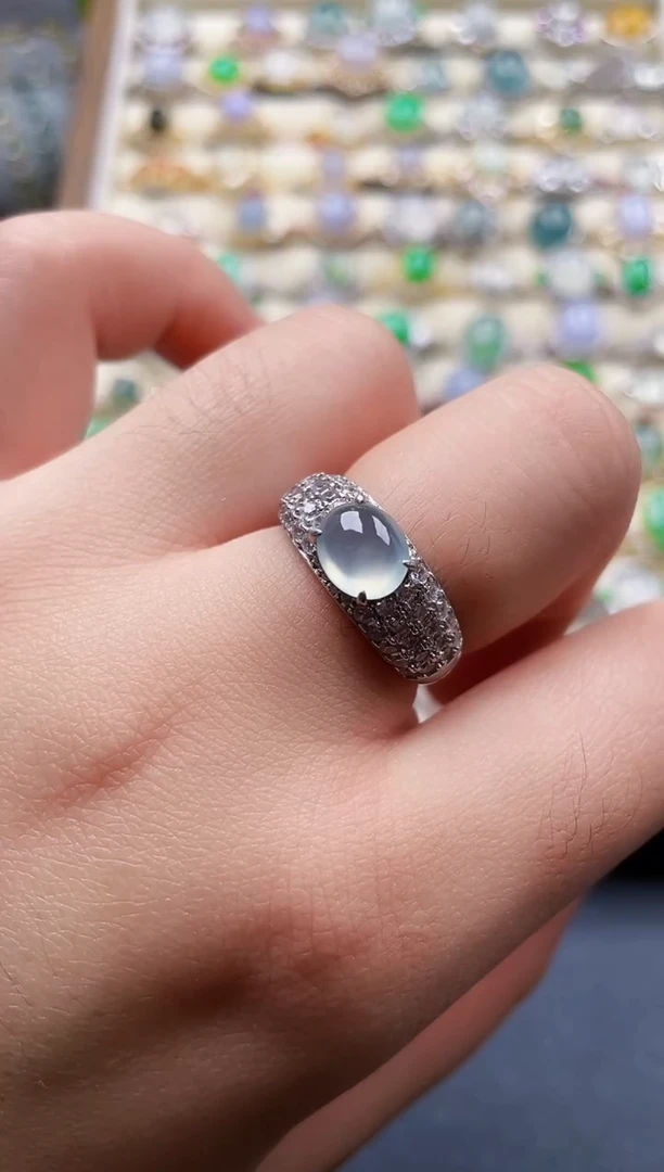 银S925镶嵌戒指翡翠163