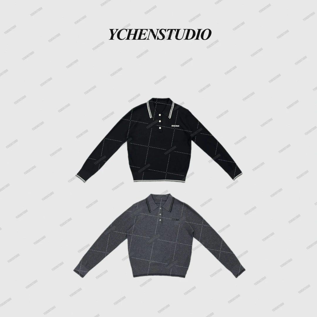 YC2【冰岛】秋季新款韩版字母刺绣翻领针织衫LJ94819