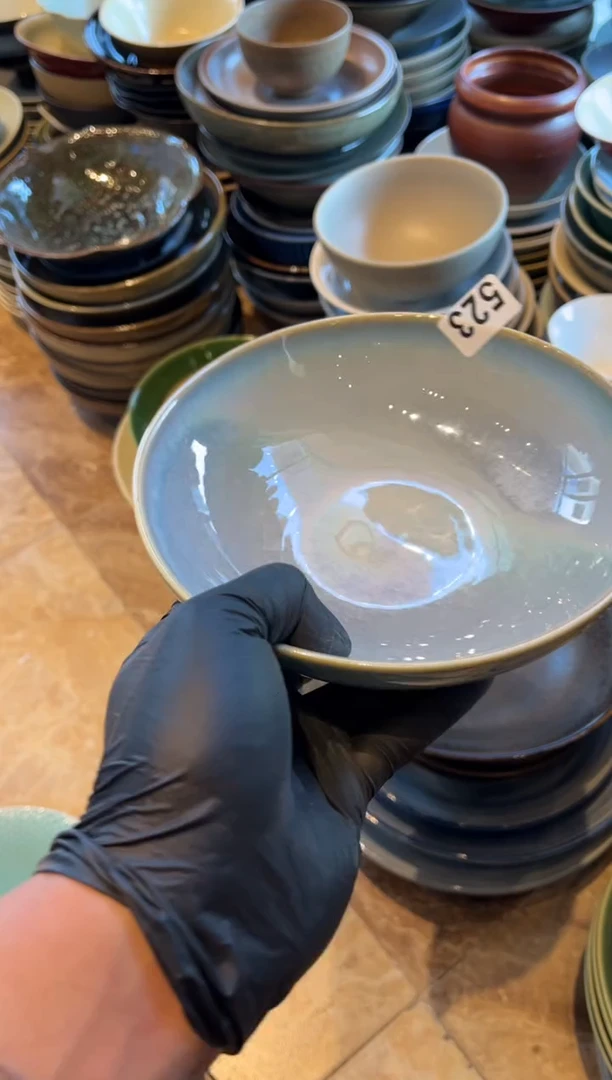 【闪购商品】瓷片523 粉黛釉无足盘1个