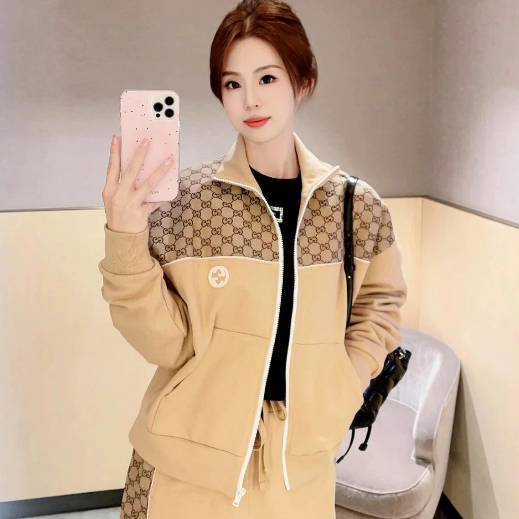 未使用 GUCCI/古驰 剪标满印拼接立领夹克外套