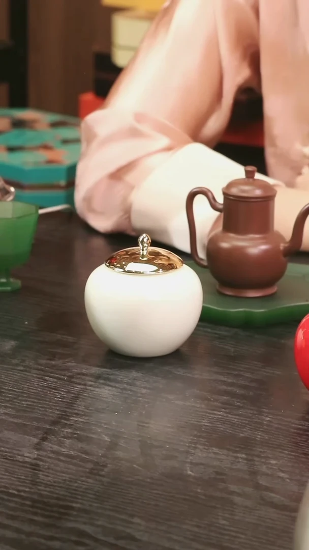 柿柿如意陶瓷茶叶罐配白茶60g