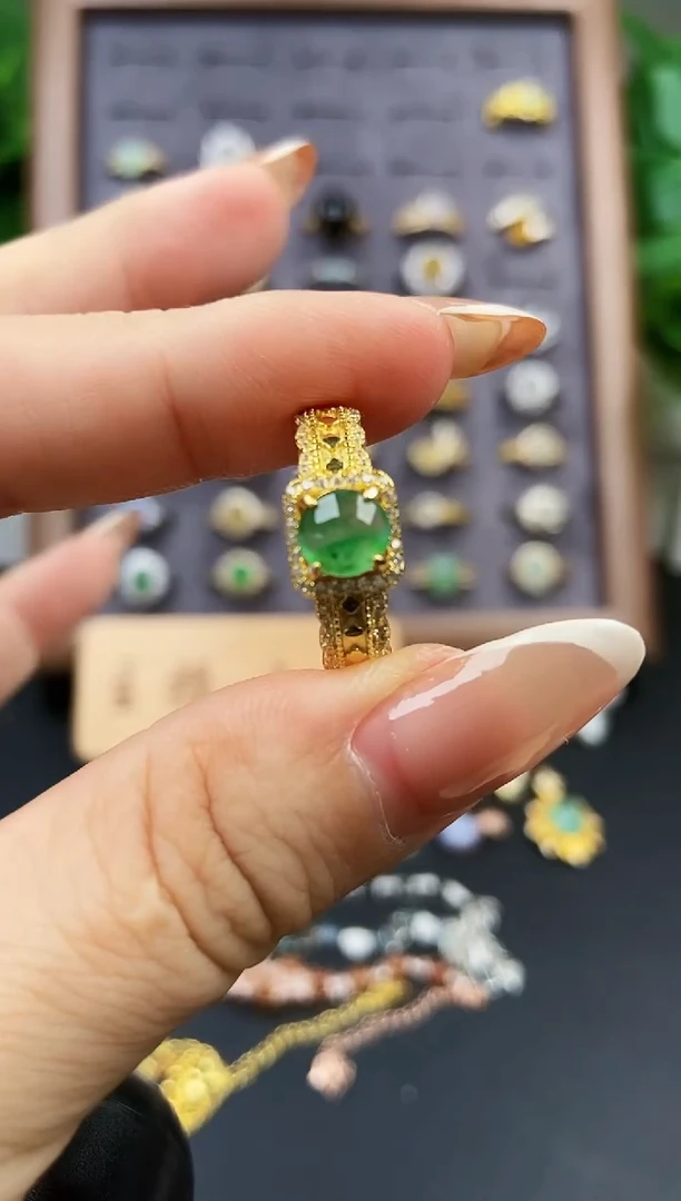 银S925镶嵌戒指翡翠02