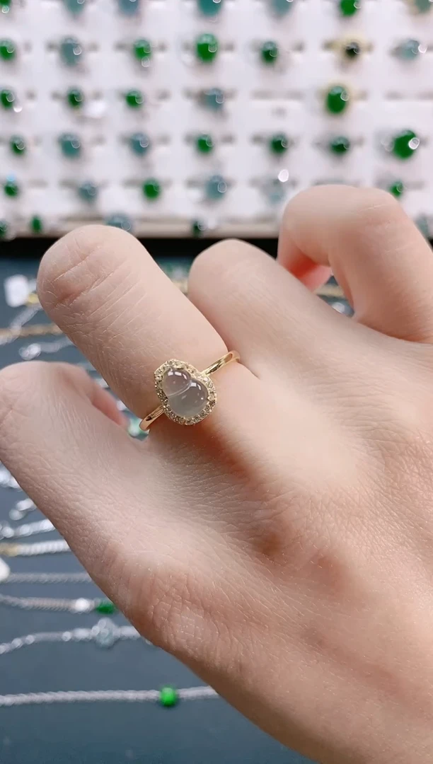 【闪购商品】翡翠戒指银S925镶嵌天然翡翠