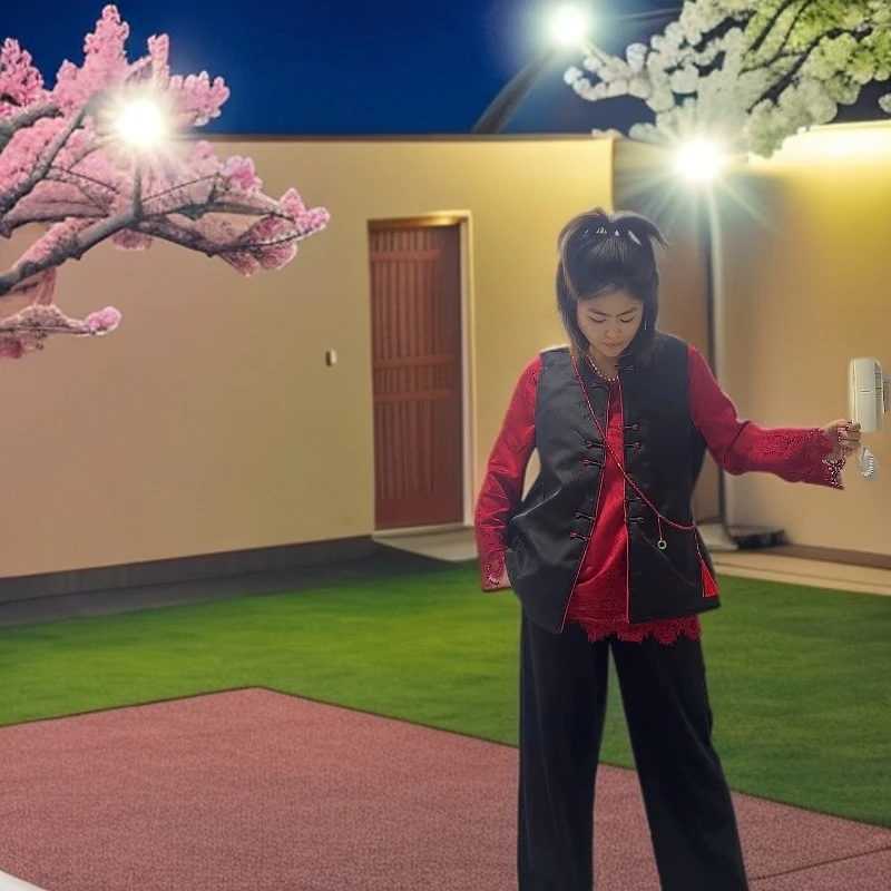 新中式新年女士复古中国风提花薄面时尚百搭~~国潮马甲黑红色~~