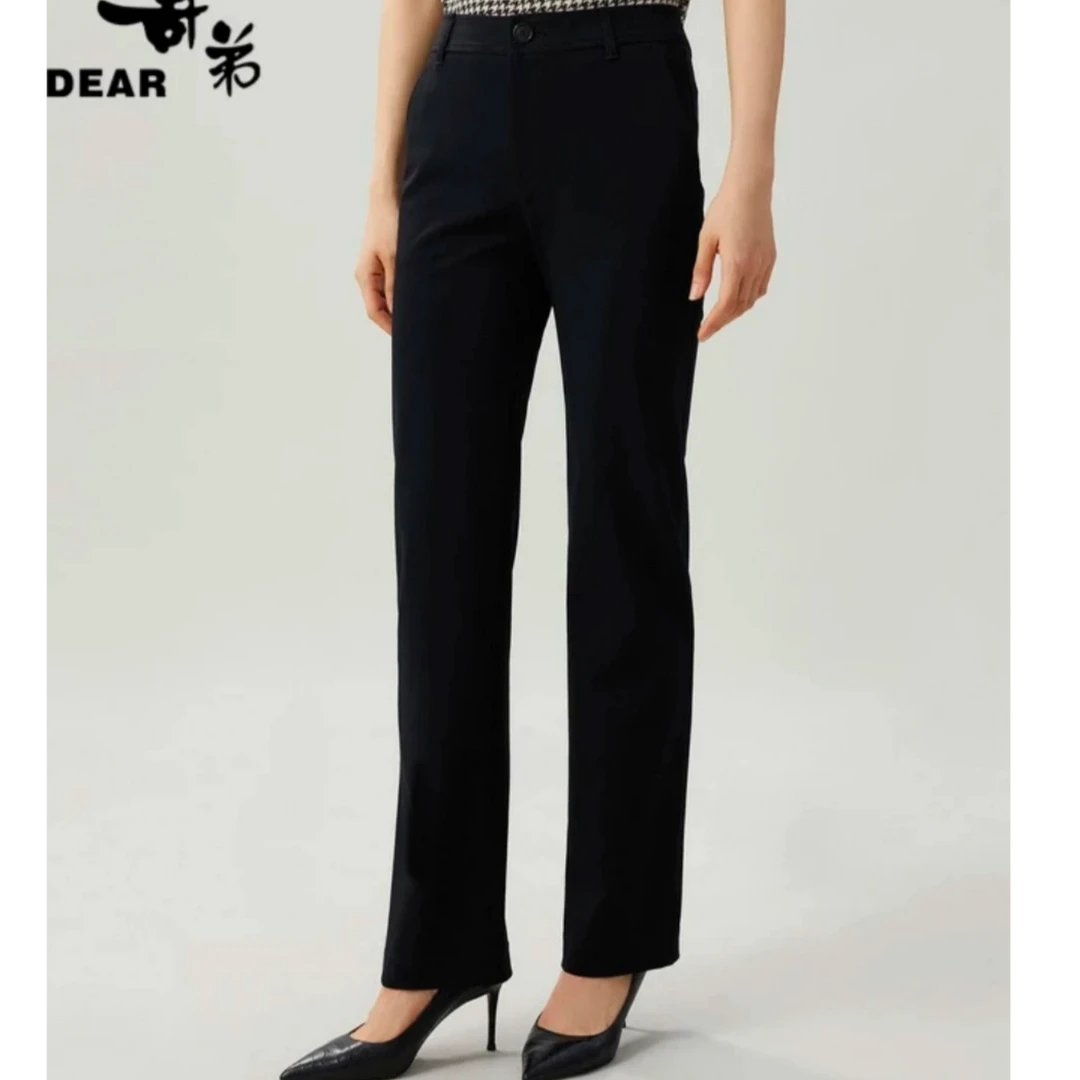 GIRDEAR/哥弟1100454简约气质百搭通勤直筒经典高腰显瘦小黑裤