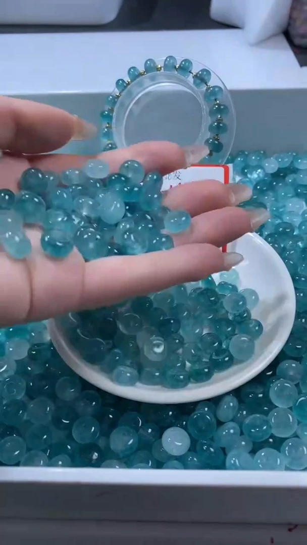 颈饰未镶嵌水晶W3145蓝碧玺算盘10*6MM*10颗