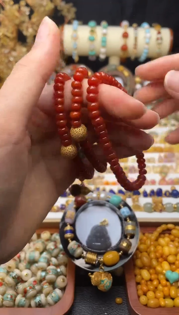 手串未镶嵌南红玛瑙南红算盘珠手串单圈