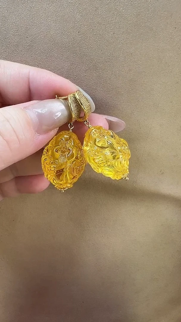 未镶嵌琥珀耳饰耳环