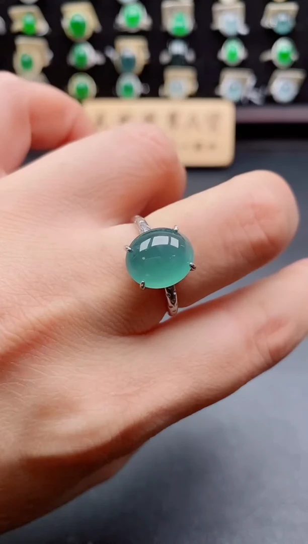 银S925镶嵌戒指翡翠1