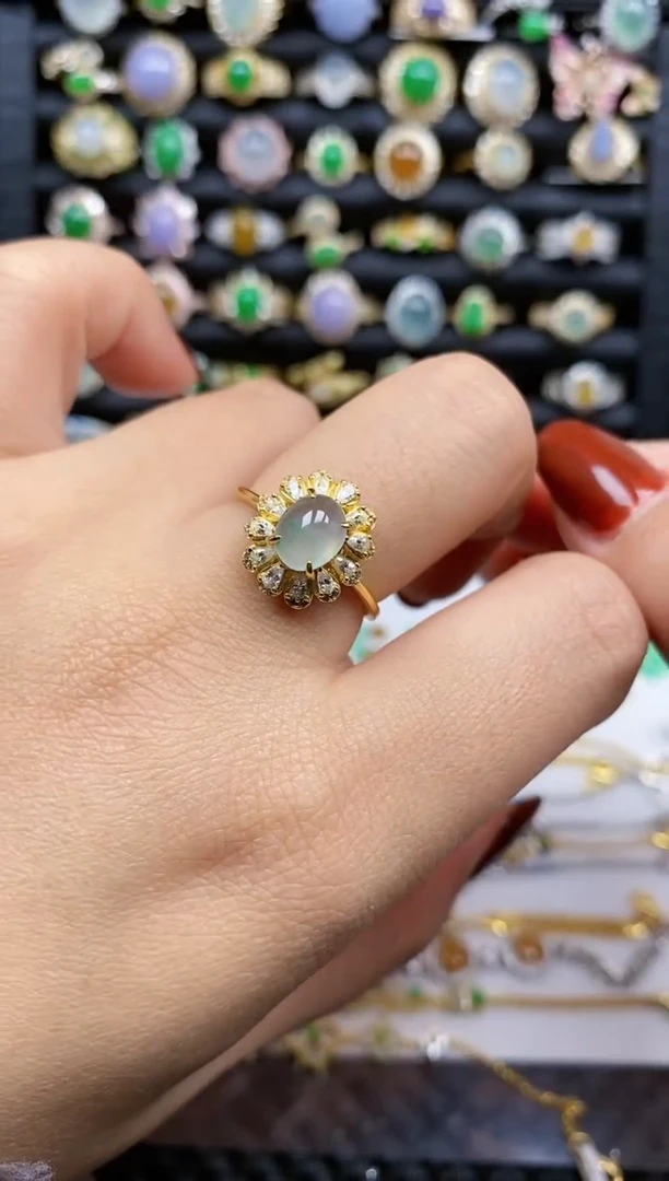 银S925镶嵌戒指翡翠214