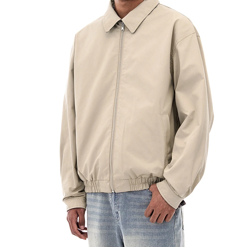 美式潮牌经典哈灵顿翻领夹克男女两面穿格子短款休闲情侣外套