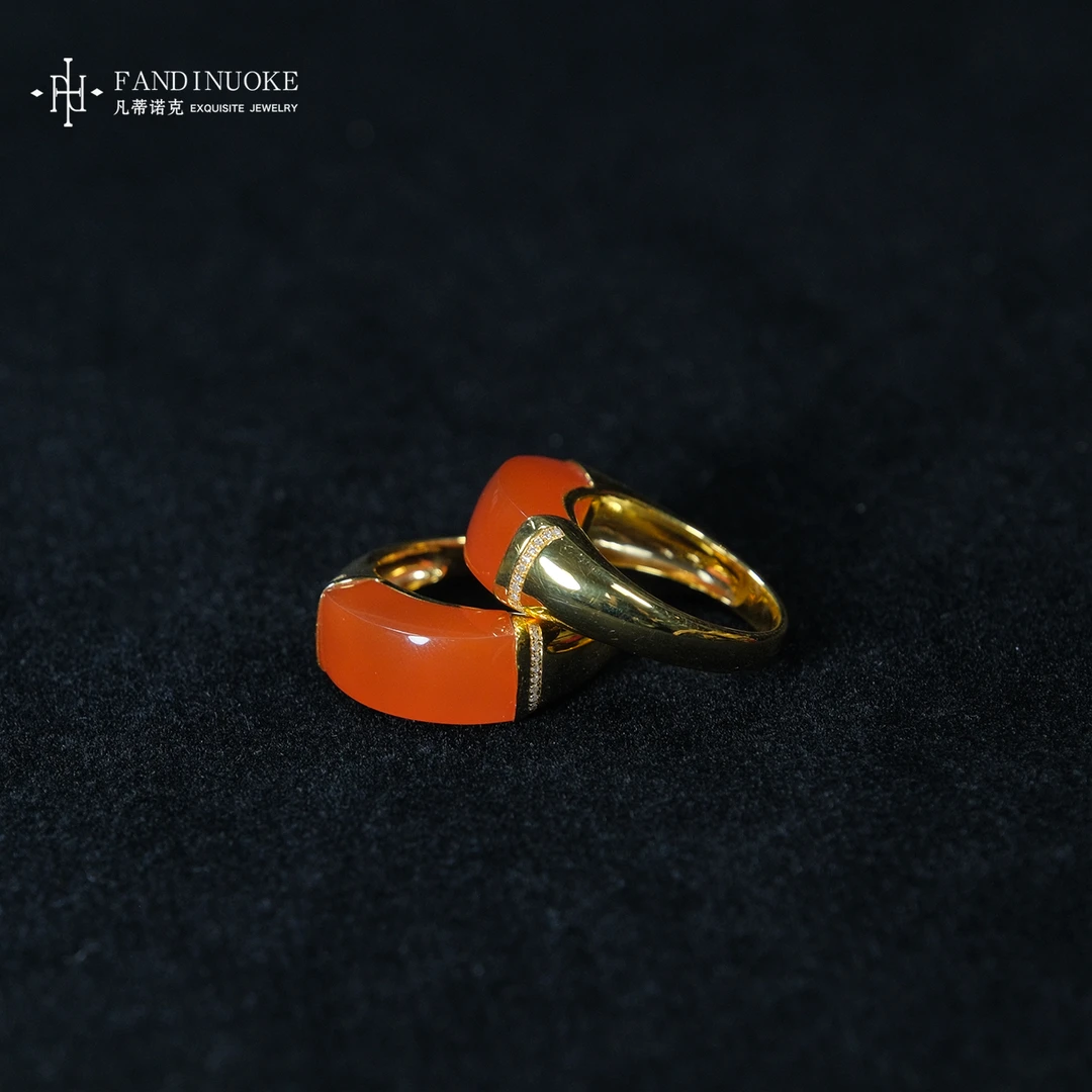 【加加专属】27 MJ93673-18K金镶南红玛瑙戒指-多样性发一件-8×7mm